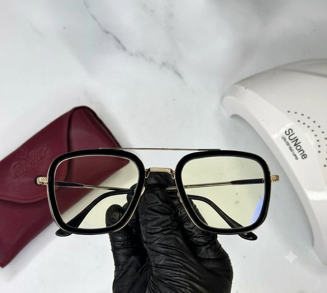 Western Trendy 5 in 1 Glasses - Black silver - Transition + Screen - With Free Gifts