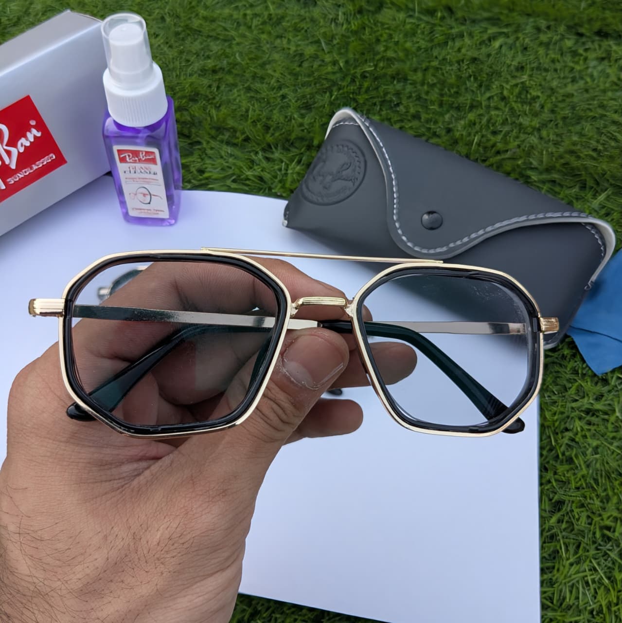 Trendy screen Protection Glasses - Black silver - with Free Gifts