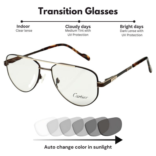 Polige – Aviator Transition Glasses – Golden Noir