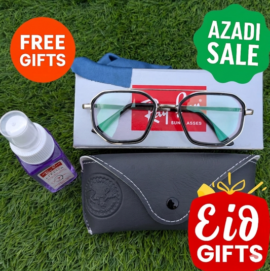 Trendy screen  Protection Glasses - Black Golden -  with Free Gifts