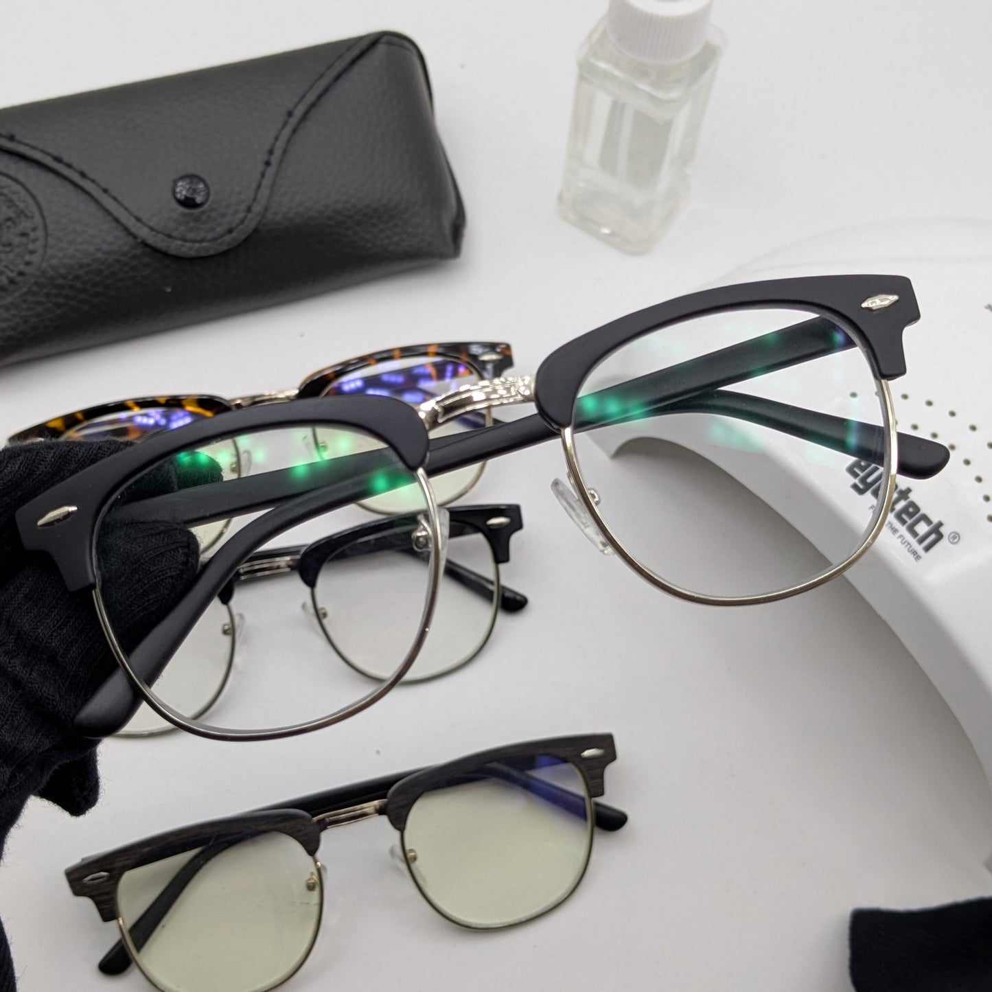Premium Clubmaster Smart Glasses – Blue Cut + Transition - Free Gifts - Matte black