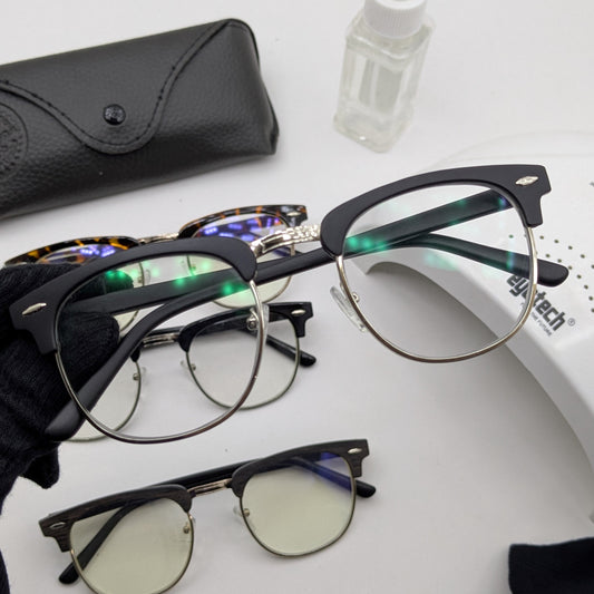 Premium Clubmaster Smart Glasses – Blue Cut + Transition - Free Gifts - Matte black