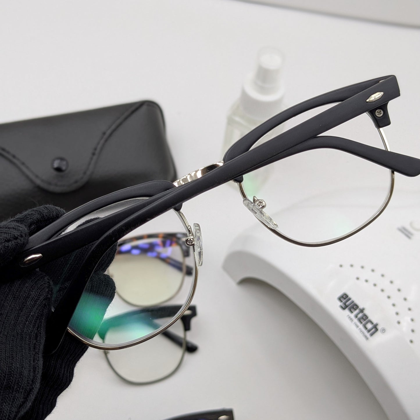 Premium Clubmaster Smart Glasses – Blue Cut + Transition - Free Gifts - Matte black