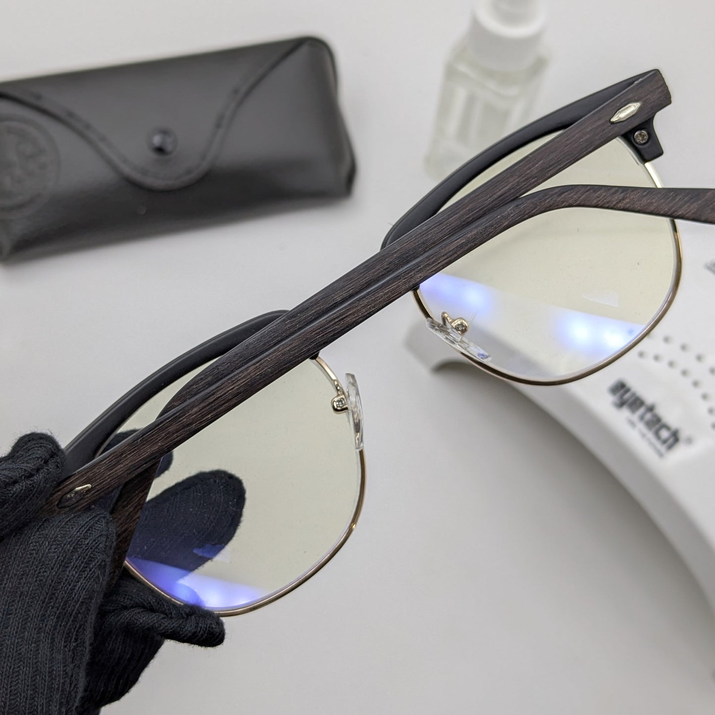 Premium Clubmaster Smart Glasses – Blue Cut + Transition - Free Gifts - Wooden