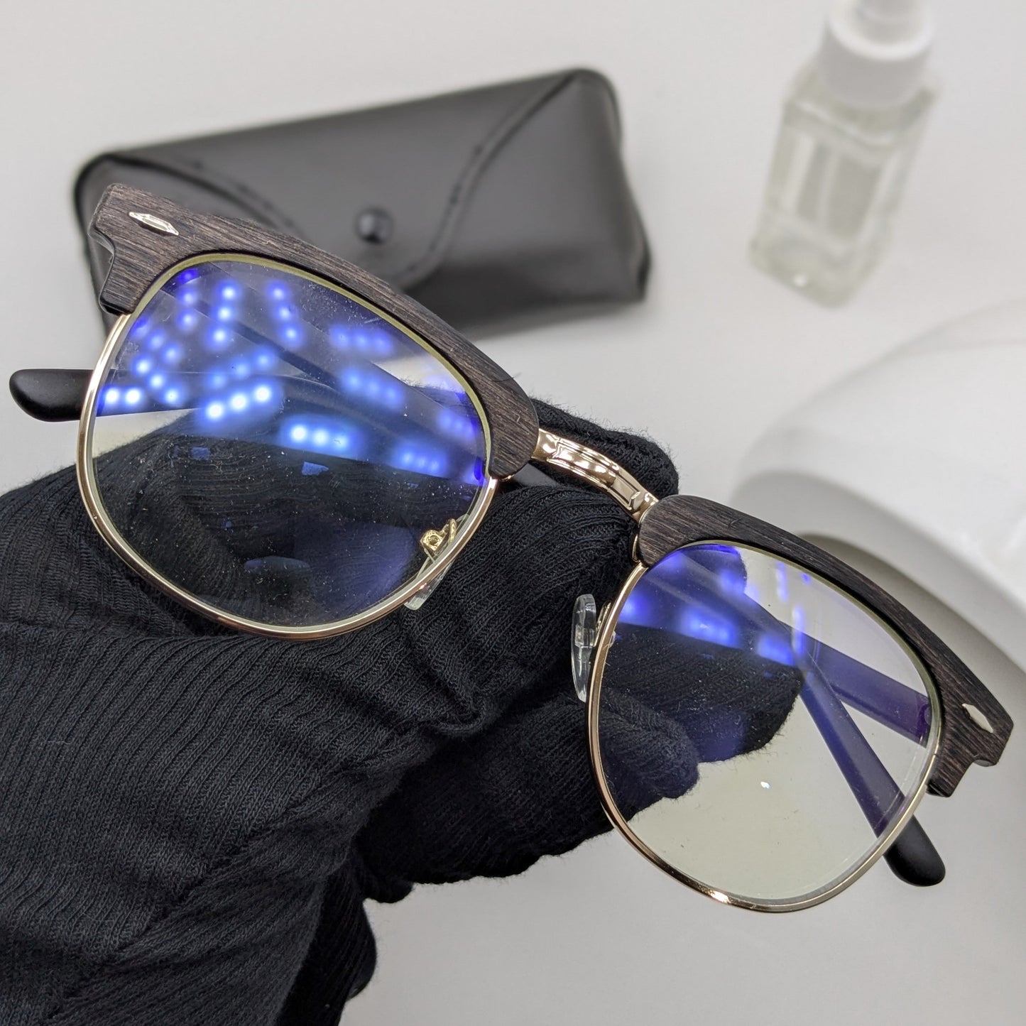 Premium Clubmaster Smart Glasses – Blue Cut + Transition - Free Gifts - Wooden