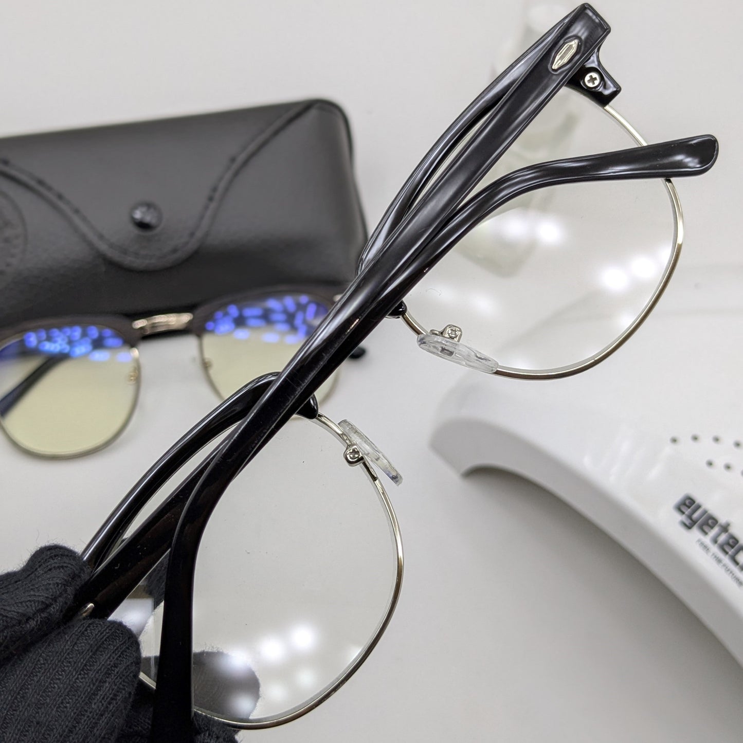 Premium Clubmaster Smart Glasses – Blue Cut + Transition - Free Gifts - Jet black
