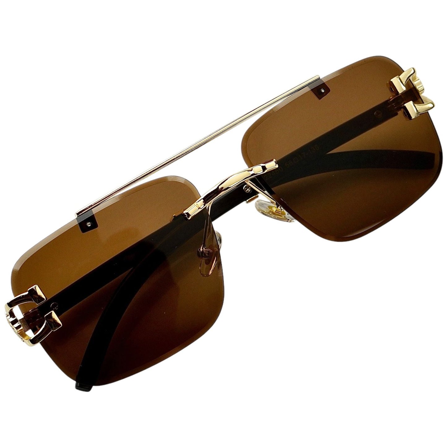 Bronze Baron - Amber Brown - Rimless Sunglasses