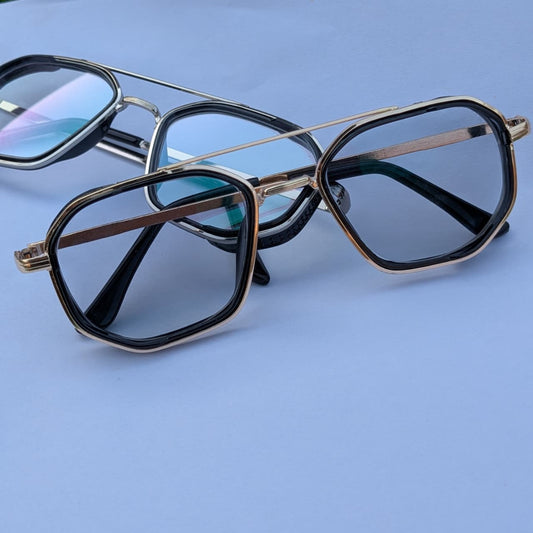 Trendy screen  Protection Glasses - Black Golden -  with Free Gifts