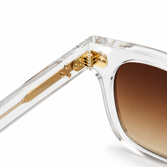 Clear Crystal Frame Brown Gradient Lens Sunglasses – Gold Detail
